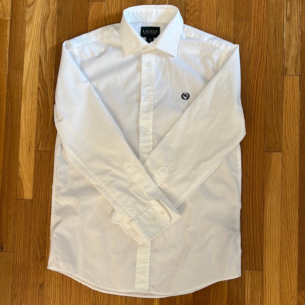 Boys Ralph Lauren white button down shirt size 14
